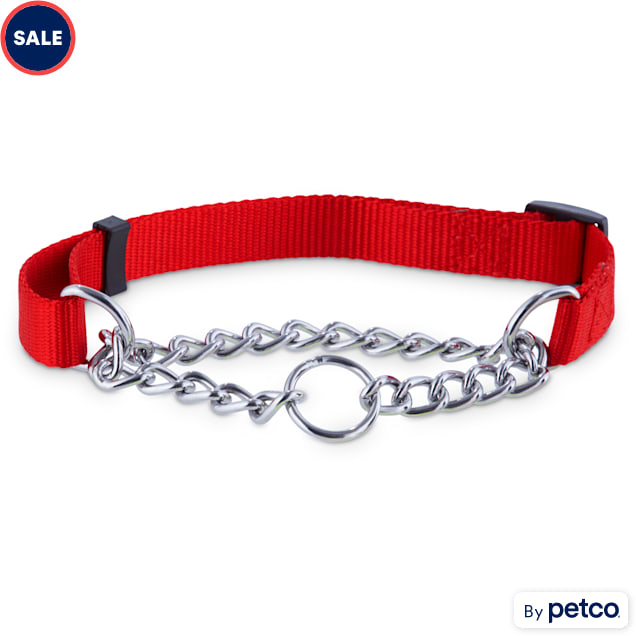 EveryYay Red Check Nylon and Chain Dog Collar Medium Petco