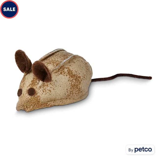 Leaps & Bounds Faux Leather Mouse Cat Toy with Rattle & Catnip , 3" L X 1.5" W - Carousel image #1