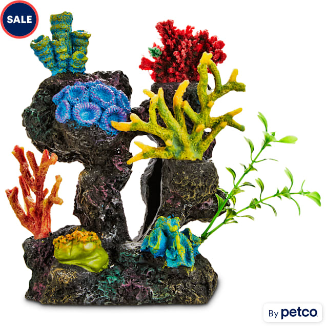 Imagitarium Coral Reef with Silk Plants Aquarium Ornament