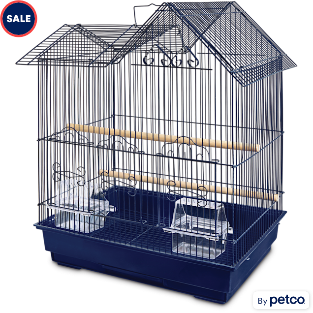 You & Me Parakeet Ranch House Cage, Navy - Carousel image #1