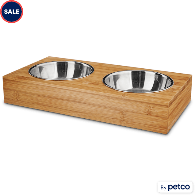 EveryYay Dining In White Wood Elevated Double Diner Dog Feeder, 7