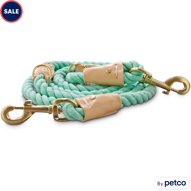 Bond & Co. Turquoise & Buff Rope Dog Leash, 6 Ft - Carousel image #1