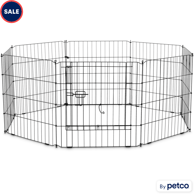 EveryYay Stretch Your Legs Adjustable Black Exercise Pen for Dogs, 24