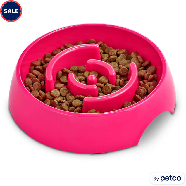 Harmony Pink Plastic Slow Feeder Dog Bowl Large