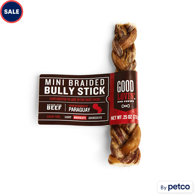 Good Lovin' Mini Braided Bully Stick Dog Chew, 0.25 oz. - Carousel image #1