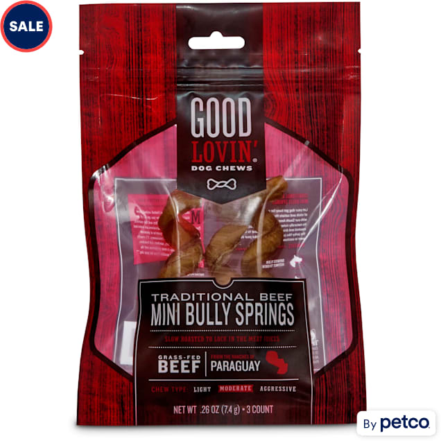 Good Lovin' Traditional Beef Mini Bully Spring Dog Chews, Pack of 3 - Carousel image #1