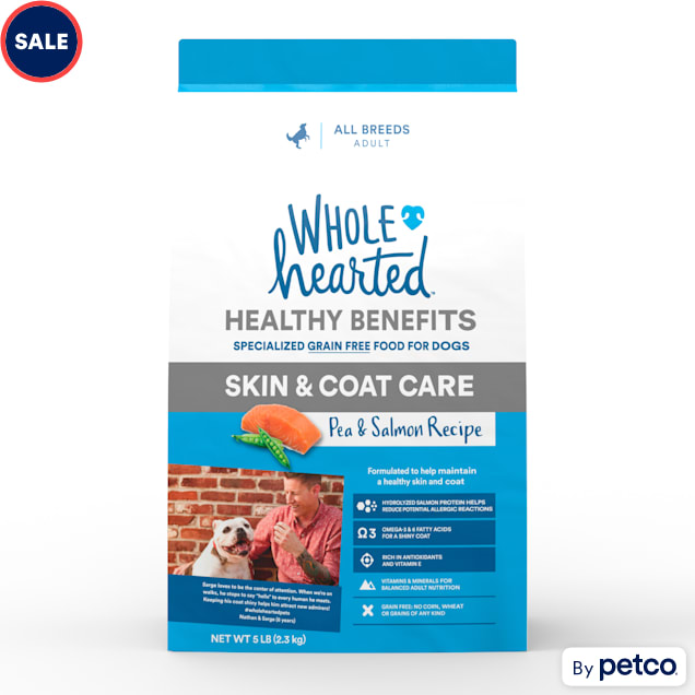 Wholehearted grain free skin and coat care pea and salmon recipe dry dog food on sale