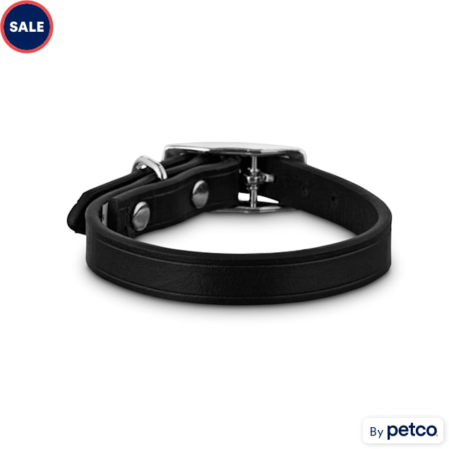 Bond & Co. Black Leather Dog Collar, XX-Small - Carousel image #1