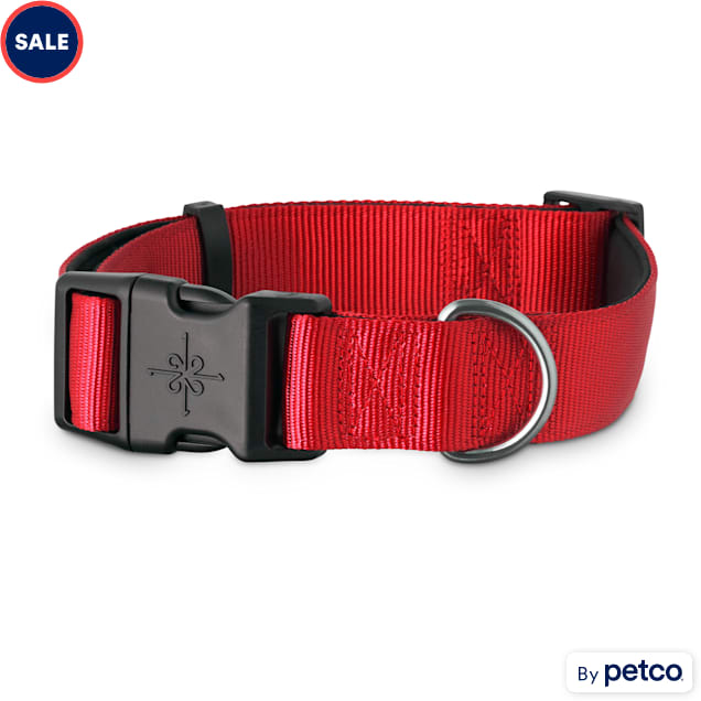 Peak Pooch Adjustable Soft Padded Dog Collar Red Large