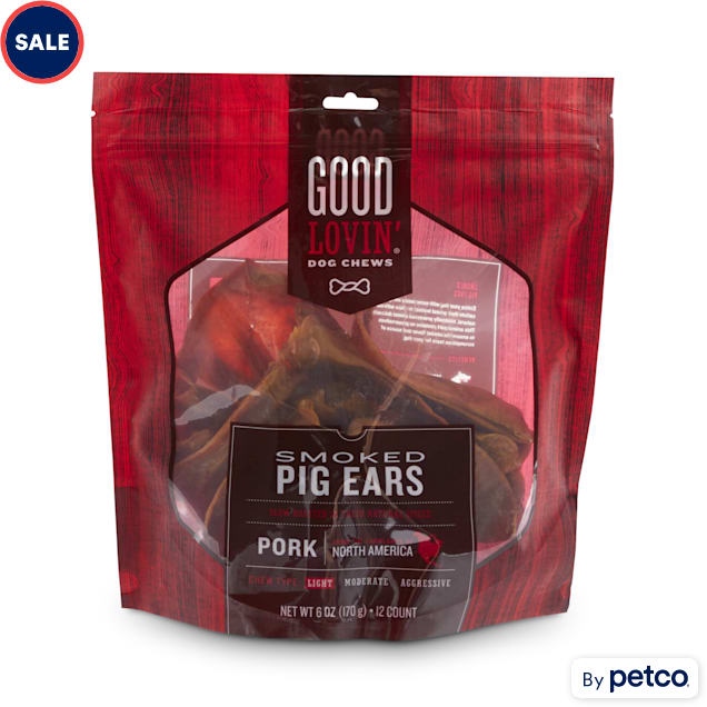 Good Lovin' Smoked Pig Ear Dog Chews, 6 oz., Count of 12 Petco