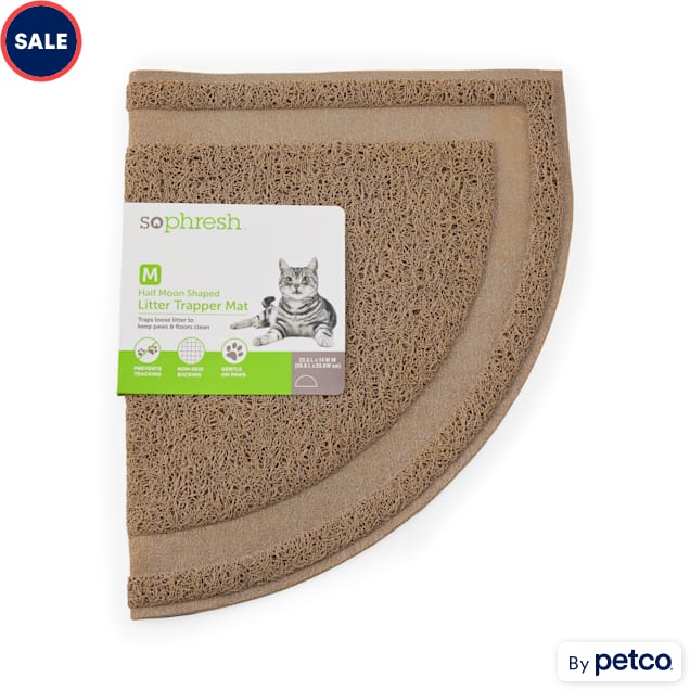 So Phresh Tan HalfMoon Cat Litter Trapper Mat, 23.5" L X 14" W Petco
