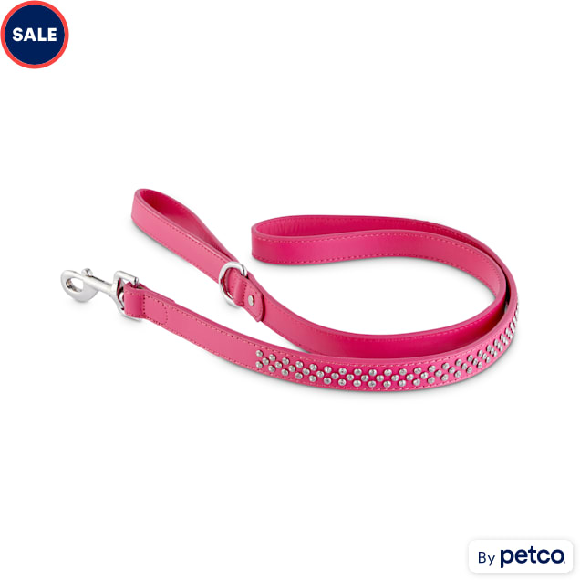 YOULY The Diva Leather Bling Pink Dog Leash, 5 ft. - Carousel image #1