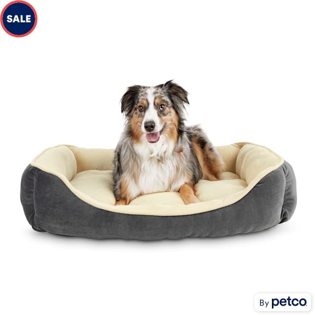 EveryYay Essentials Snooze Fest Rectangle Nester Dog Bed, 32" L X 24" W, Grey - Carousel image #1