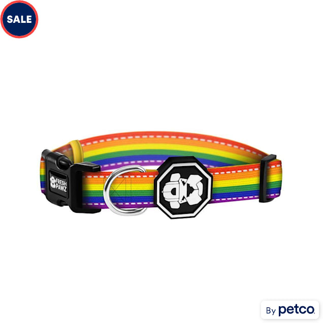 Fresh Pawz The Pride Rainbow Flag Dog Collar, Small - Carousel image #1