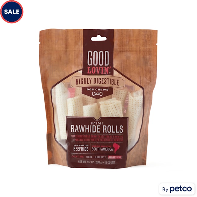 Good Lovin Highly Digestible Rawhide Rolls for Dogs 9.2 oz. Count of 12