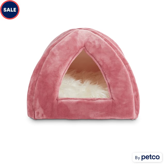EveryYay Essentials Snooze Fest Mauve Igloo Cave Cat Bed, 16" L X 16" W X 15" H - Carousel image #1