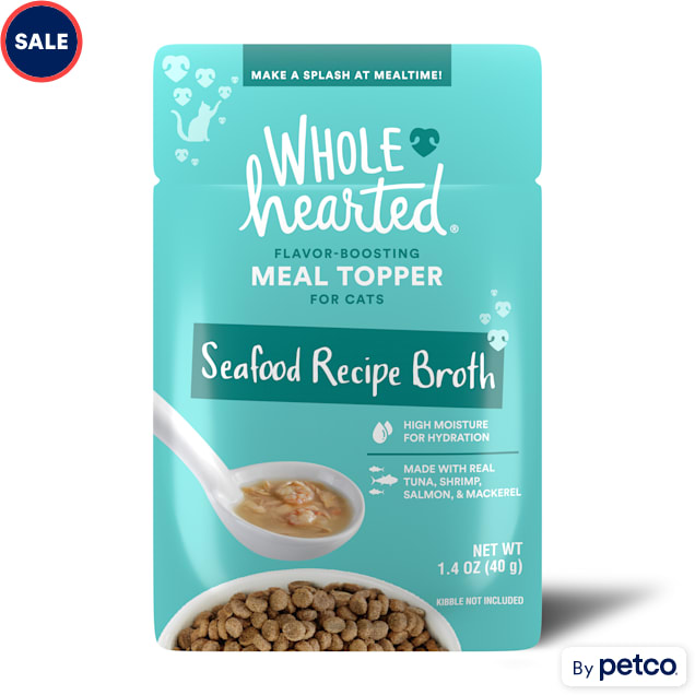 WholeHearted Seafood Recipe Broth Flavor-Boosting Wet Cat Meal Topper, 1.4 oz., Case of 12 - Carousel image #1