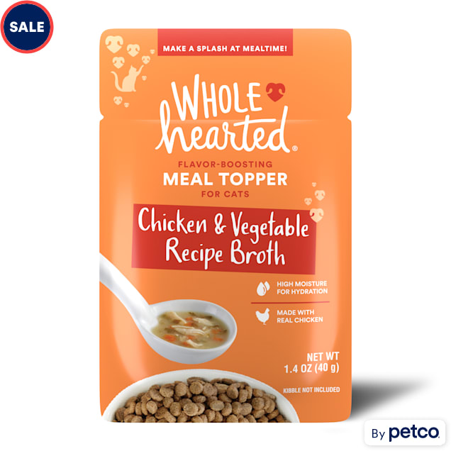 WholeHearted Chicken & Vegetable Recipe Broth Flavor-Boosting Wet Cat Meal Topper, 1.4 oz., Case of 12 - Carousel image #1