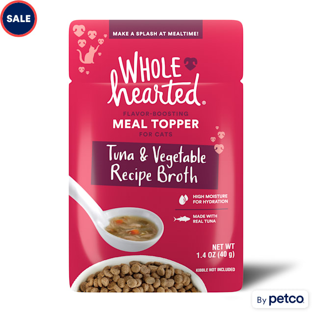 WholeHearted Tuna & Vegetable Recipe Broth Flavor-Boosting Wet Cat Meal Topper, 1.4 oz., Case of 12 - Carousel image #1