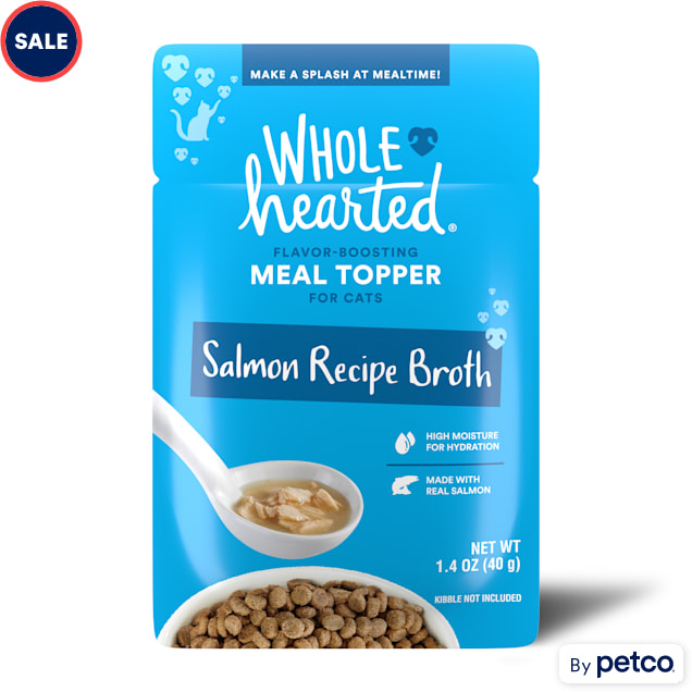 WholeHearted Salmon Recipe Broth Flavor-Boosting Wet Cat Meal Topper, 1.4 oz., Case of 12 - Carousel image #1