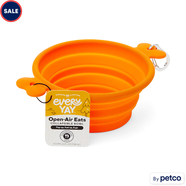 EveryYay Open-Air Eats Orange Collapsible Bowl for Dogs, 3 Cups - Carousel image #1