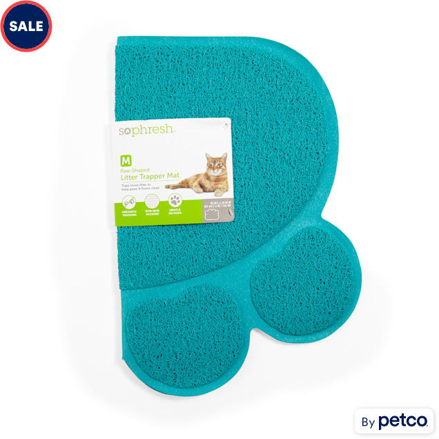 So Phresh Blue PawShaped Cat Litter Trapper Mat, 17.8" L X 14" W Petco