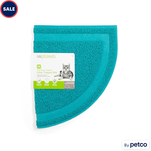So Phresh Blue HalfMoon Cat Litter Trapper Mat, 23.5" L X 14" W Petco