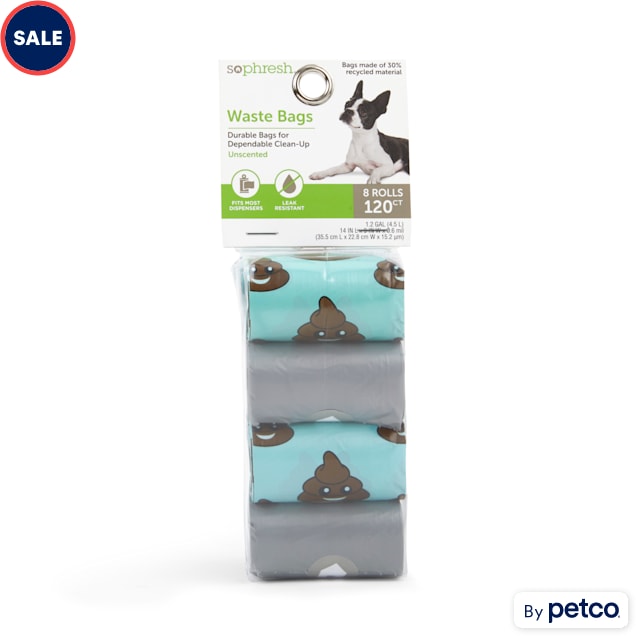 So Phresh Blue Grey Poop Face Unscented Waste Bags 120 ct