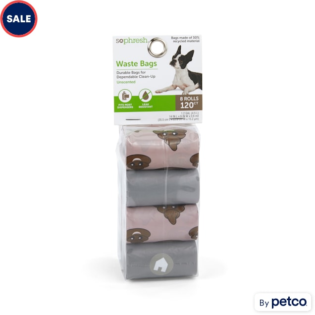 So Phresh Blue & Brown Poop Face Unscented Dog Waste Bags, Count of 120 - Carousel image #1