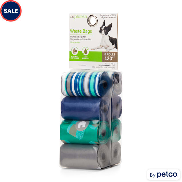 So Phresh Blue Grey Coffee Print Unscented Dog Waste Bags Count