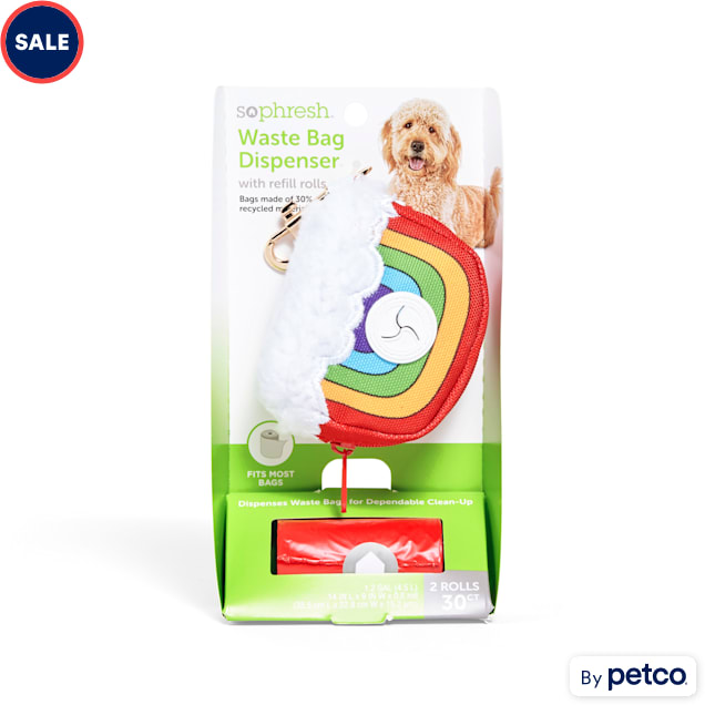 So Phresh Rainbow Fabric Dog Waste Bag Dispenser with Refill Rolls Petco