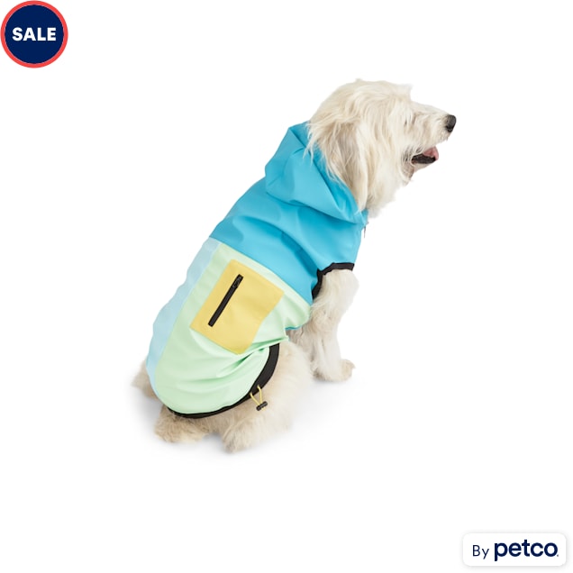 YOULY The Nature Lover Blue Colorblocked Dog Raincoat X Large Petco