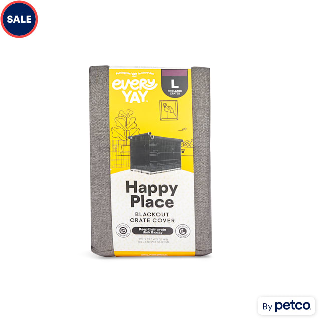 EveryYay Happy Place Grey Blackout Dog Crate Cover, 37" L X 23.5" W X