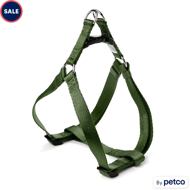YOULY The Classic Dark Green Webbed Nylon Dog Harness, Small - Carousel image #1