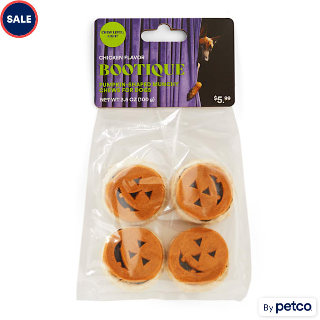 Bootique Pumpkin-shaped Beef Rawhide Munchie Chews for Dogs, Count of 4 - Carousel image #1