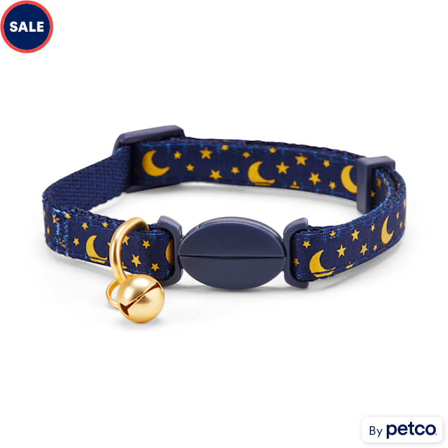 Moon Cat Collar Gold Moons and Stars on Bright Pink Breakaway Cat Collar  Kitten or Large Size Glow in the Dark B59D204 