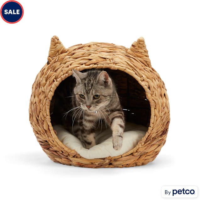 EveryYay Snooze Fest Straw Play Cave Cat Bed, 16.5" L X 14.2" W X 14.5