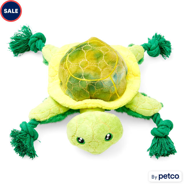 Leaps Bounds Tough Green Turtle Plush Dog Toy with Kevlar