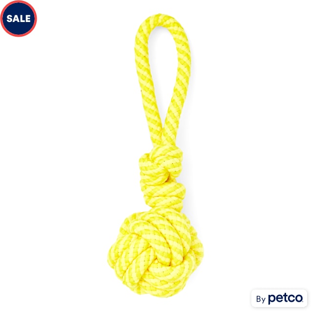 Leaps Bounds Yellow Monkey Fist Rope Dog Toy Medium