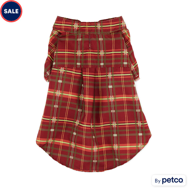 YOULY The Hipster Burgundy Plaid Dog ButtonUp Shirt, 3XLarge Petco