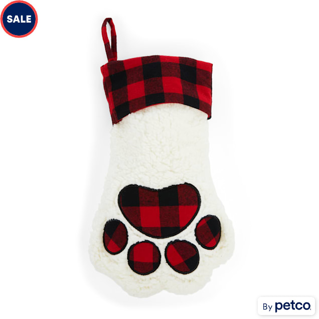 Merry Makings Paw Buffalo Check Decorative Stocking - Carousel image #1