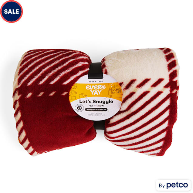 EveryYay Essentials Red Plaid Dog Throw, 50" L X 40" W Petco