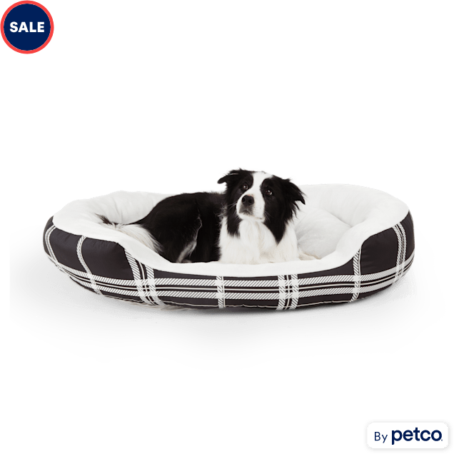 EveryYay XL Round Nester Dog Bed in Dark Plaid Washable