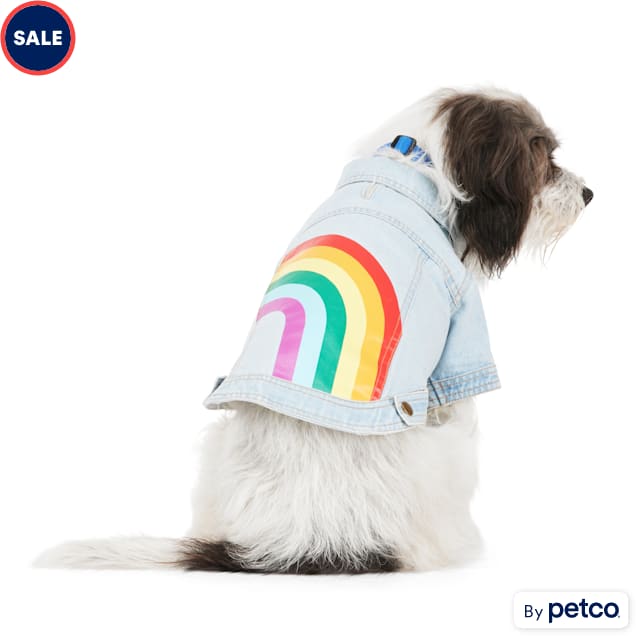 YOULY Rainbow Denim Jacket for Dogs, X-Small