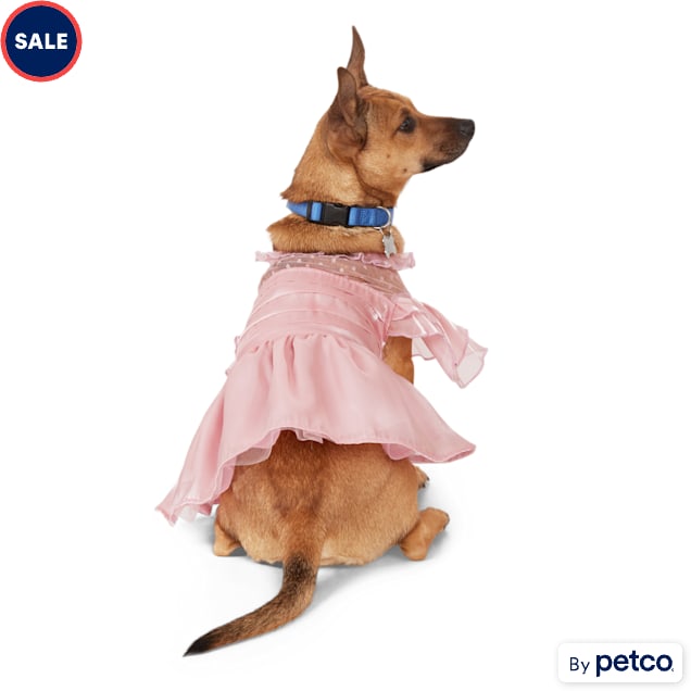 YOULY Woven Ruffle Dog Dress XX Small Pink Petco