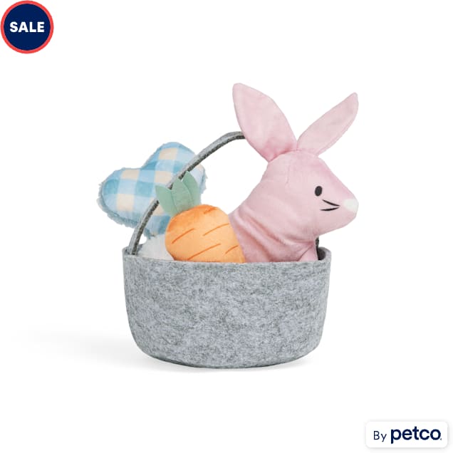 YOULY Small Grey Easter Basket Dog Toy Festive Play