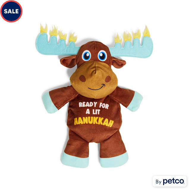Merry Makings Hanukkah Plush Moose Flattie Dog Toy, Large - Carousel image #1