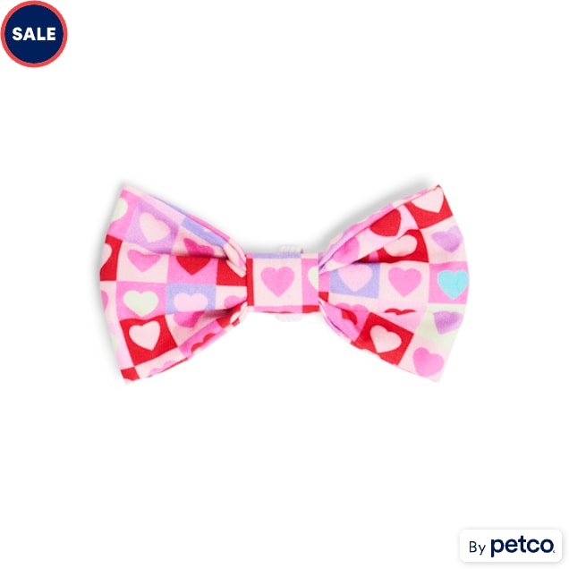 YOULY Valentine's Day Pet Bow Tie, 4" L, Multi Color Hearts - Carousel image #1