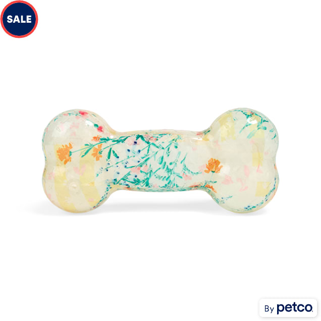 YOULY Floral TPR Bone Dog Toy, 7" L, Medium - Carousel image #1