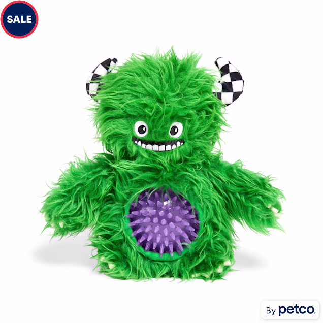 Bootique Monster Plush Dog Toy with Removable Rubber Ball, Medium - Carousel image #1